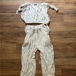 Free People White Lightweight Knit Two-Piece Jumpsuit Set